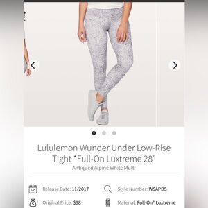 Lululemon Wunder under size 8 NWOT